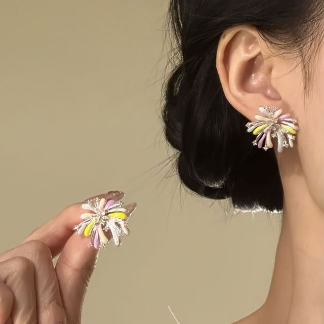 Kamuel-Firework Rhinestone Alloy Stud Earring
