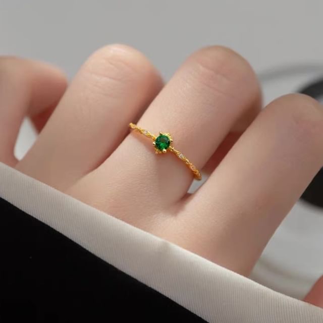 Kamuel-Rhinestone Alloy Open Ring