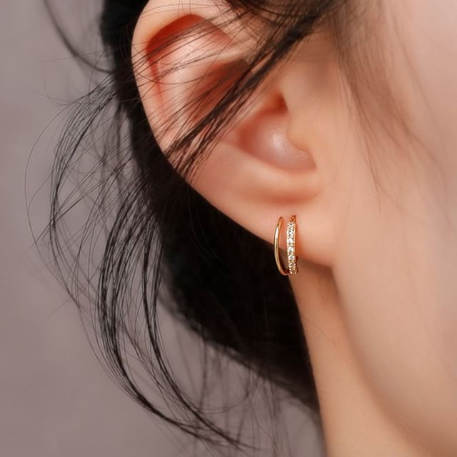 Kamuel-Rhinestone Layered Alloy Hoop Earring