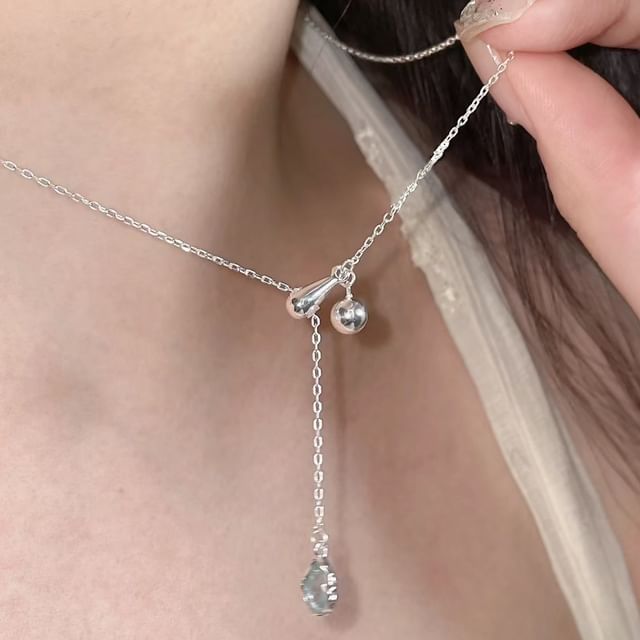 Kamuel-Rhinestone Waterdrop Necklace