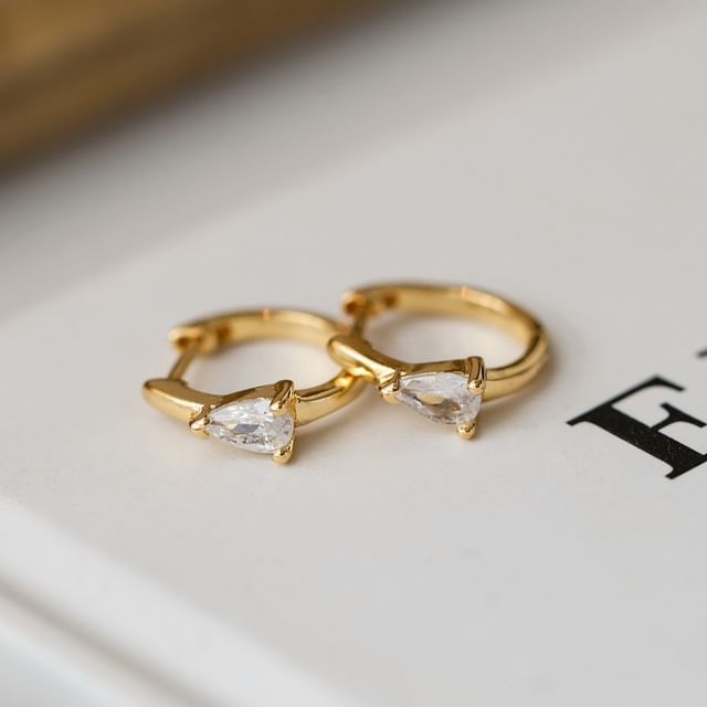 Kamuel-Teardrop Rhinestone Alloy Huggie Earring