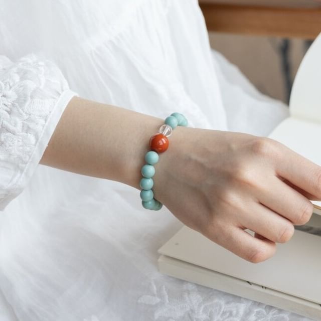 Kanzashi-Beaded Elastic Bracelet