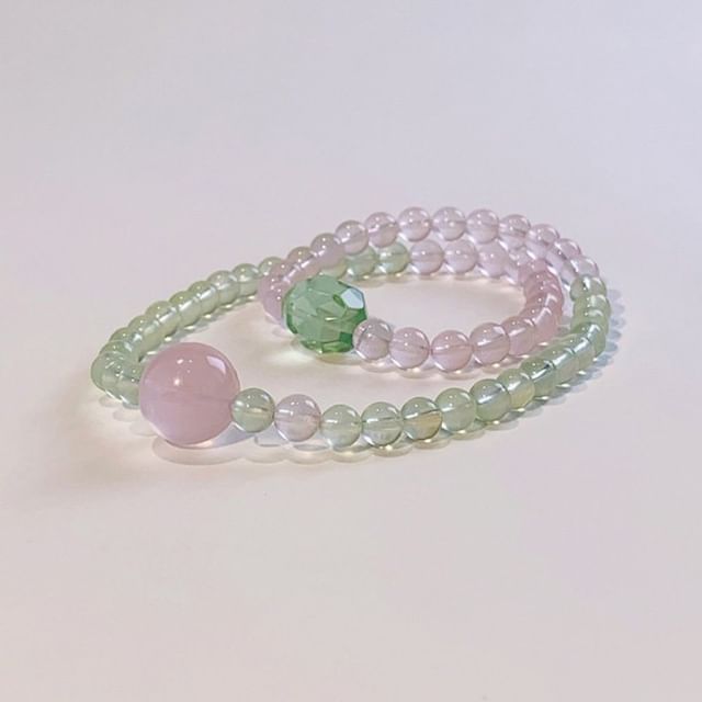 Kanzashi-Beaded Layered Bracelet