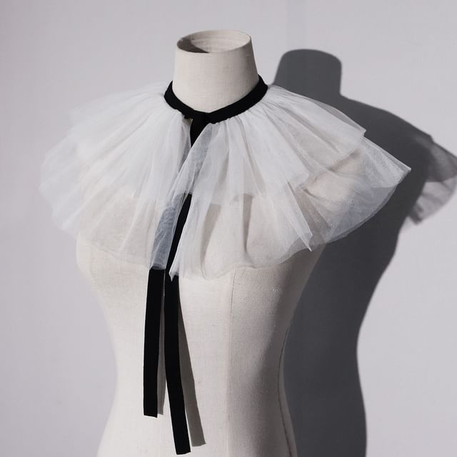 Kanzashi-Ruffle Mesh Decorative Collar