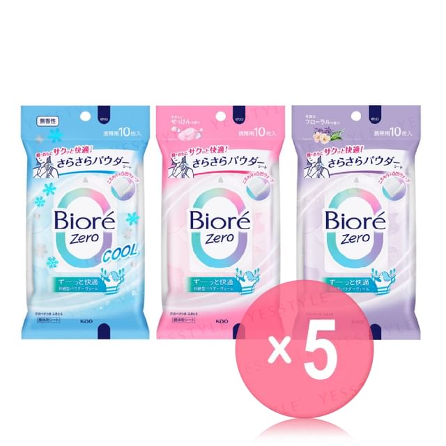 Kao-Biore Zero Sarasara Powder Sheet 5pcs Bundle Set