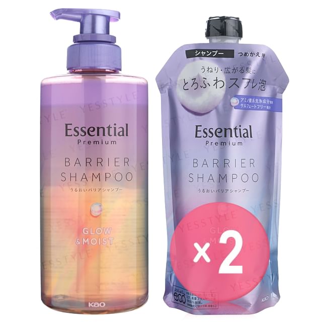Kao-Essential Premium Barrier Glow Moist Shampoo 2pcs Bundle Set