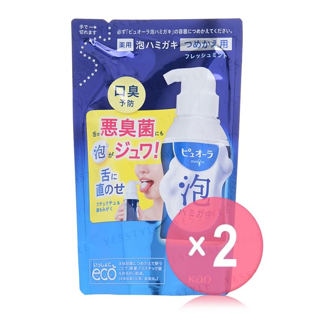 Kao-PureOra Foaming Toothpaste Fresh Mint Refill 2pcs Bundle Set