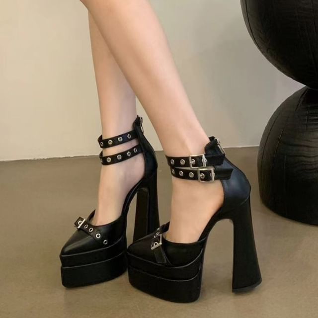 Karlao-Block Heel Buckled Strap Sandals