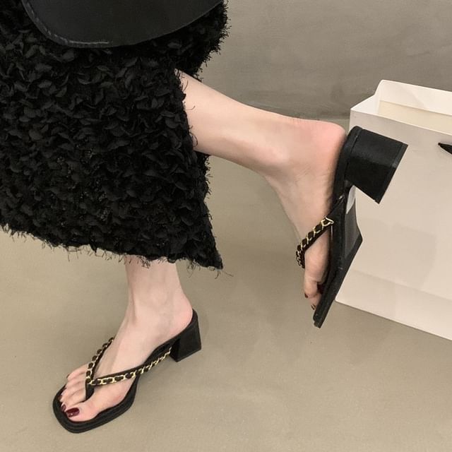 Karlao-Block Heel Thong Slide Sandals