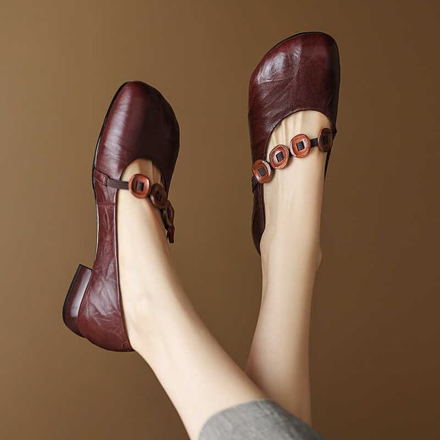 Karlao-Faux Leather Buckled Strap Flats