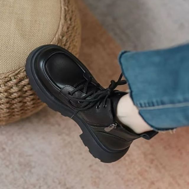 Karlao-Lace-Up Platform Chunky Heel Ankle Boots