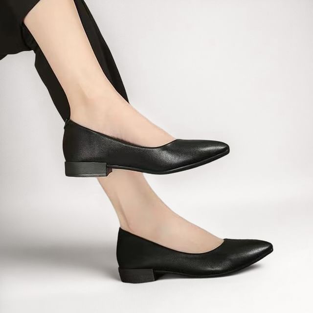 Karlao-Low Heel Faux Leather Pumps