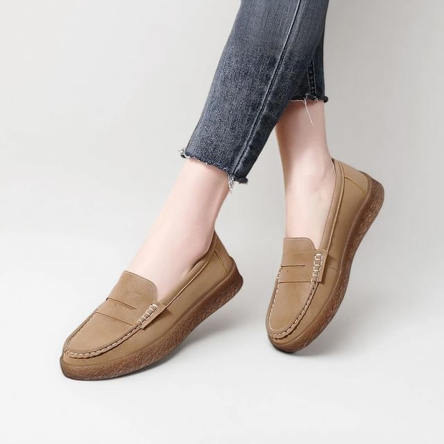 Karlao-Plain Faux Leather Loafers