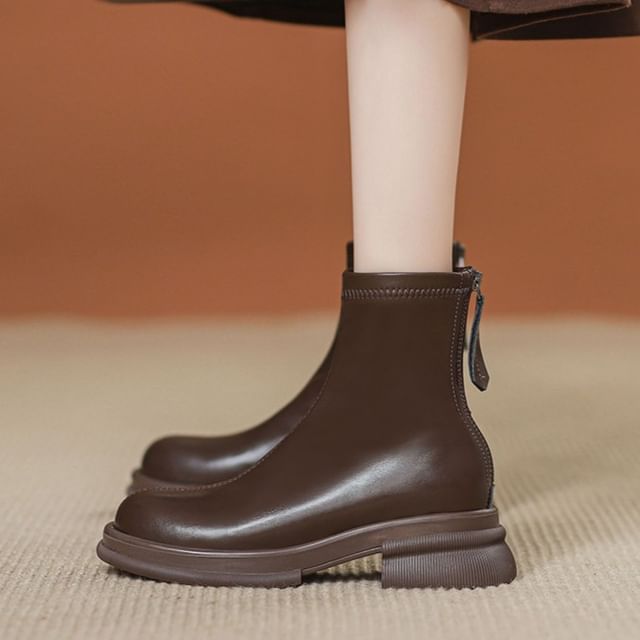 Karlao-Platform Plain Faux Leather Short Boots