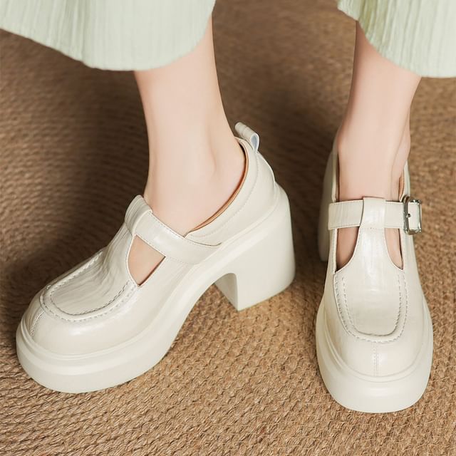 Karlao-Platform T-Strap Block Heel Pumps