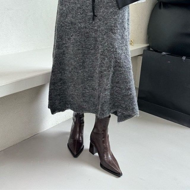 Karlao-Pointed Toe Chunky Heel Short Boots