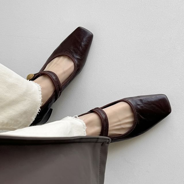 Karlao-Square Toe Block Heel Mary Jane Pumps