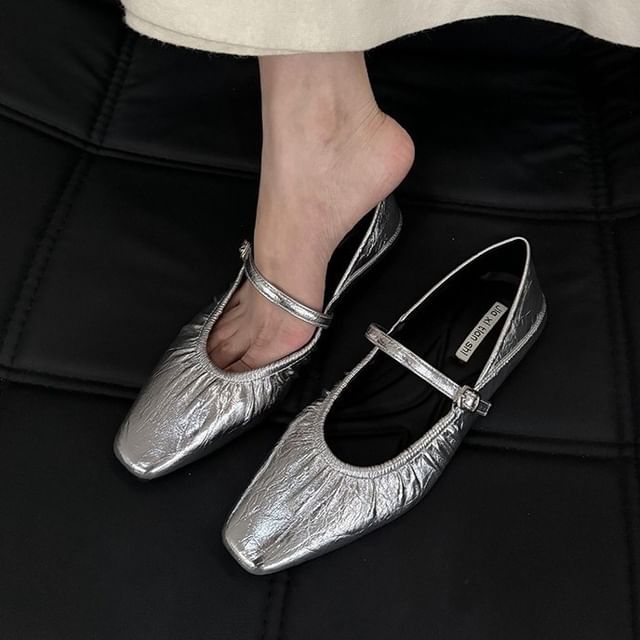Karlao-Square Toe Mary Jane Flats