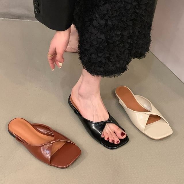 Karlao-Square Toe Slide Sandals