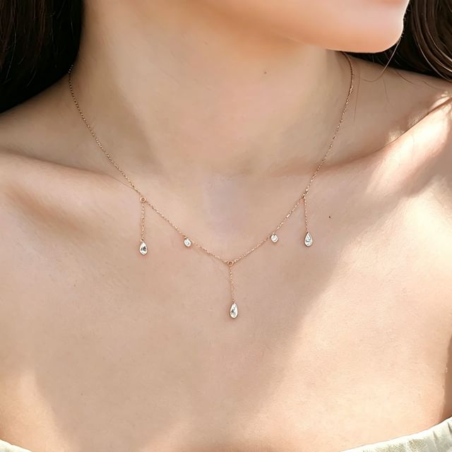 Kayochs-CZ Drop Fine Chain Necklace