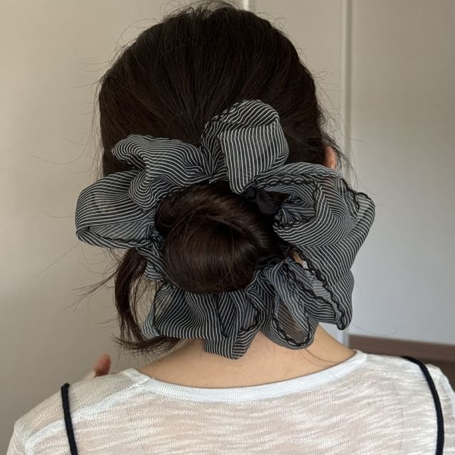 Kayochs-Pinstriped Hair Scrunchie