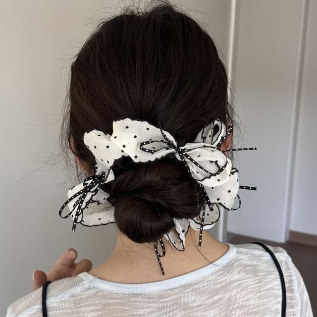 Kayochs-Polka Dot Bow Scrunchie
