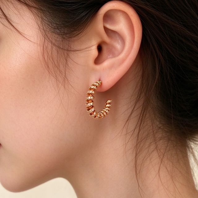 Kayochs-Sparkling Spiral Hoop Earring