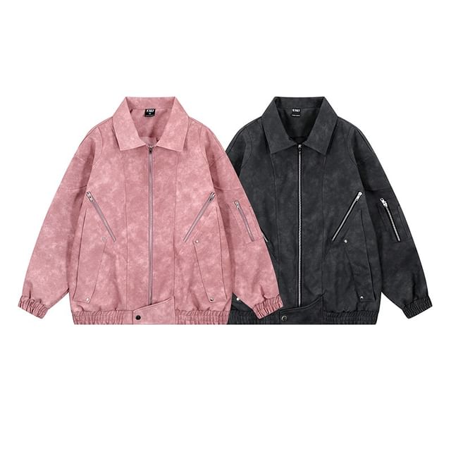 Keiko Girl-Collared Zip-Up Barn Jacket