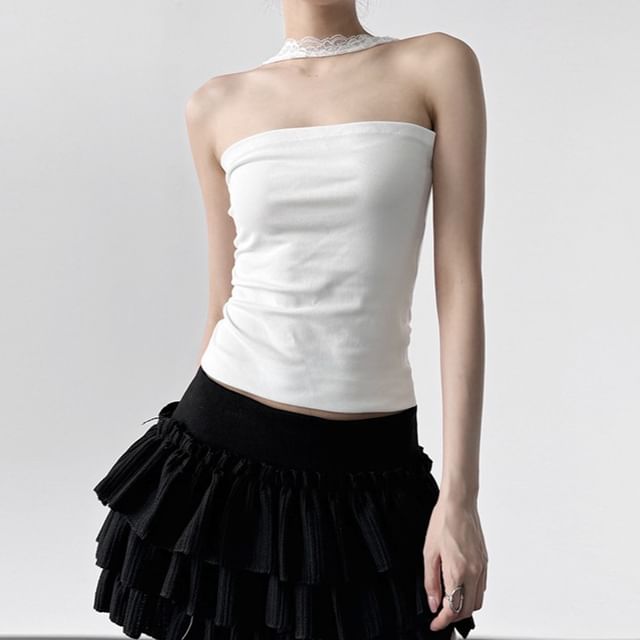 Kenning-Choker-Neck Plain Tube Top