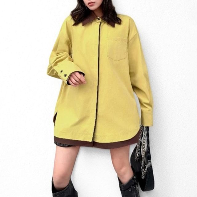 Kenning-Collared Two Tone Zip-Up Jacket