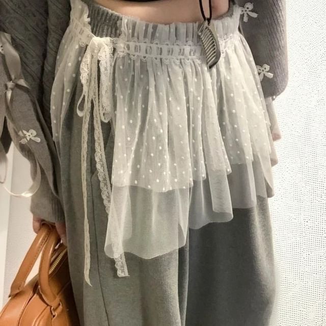 Kenning-Dotted Mesh Overlay Skirt