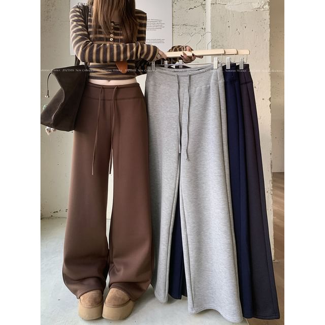 Kenning-Drawstring Waist Fleece-Lined Baggy Pants