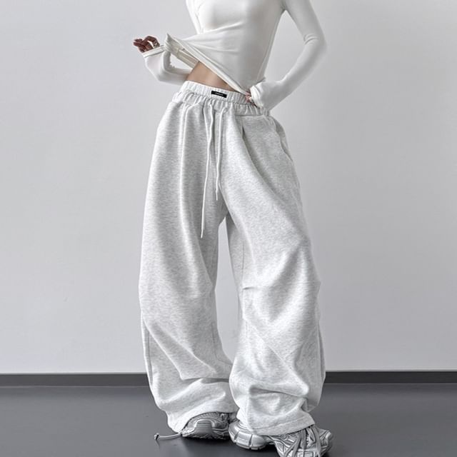 Kenning-Drawstring Waist Plain Baggy Sweatpants
