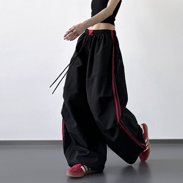 Kenning-Drawstring Waist Striped Baggy Track Pants
