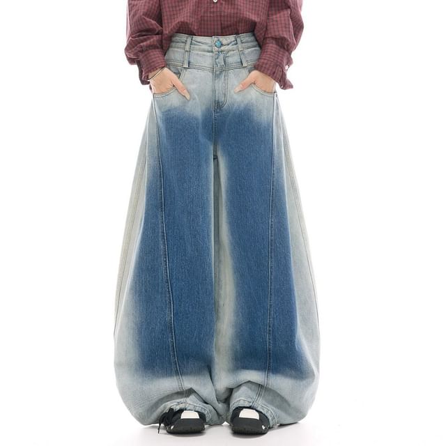 Kenning-Mid Rise Gradient Washed Baggy Jeans