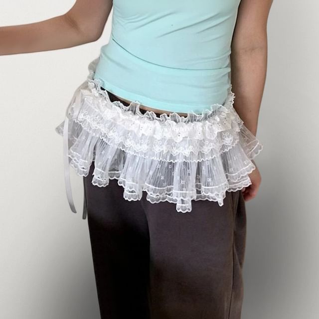 Kenning-Mid Rise Lace Mini Skirt