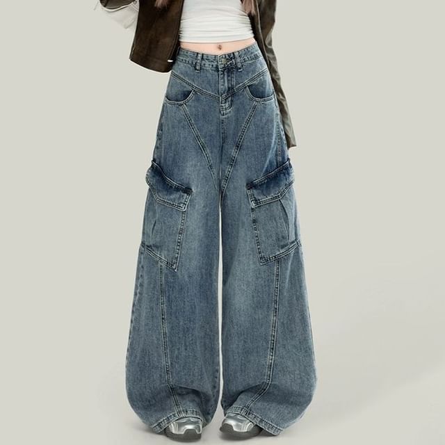 Kenning-Mid Rise Washed Baggy Jeans