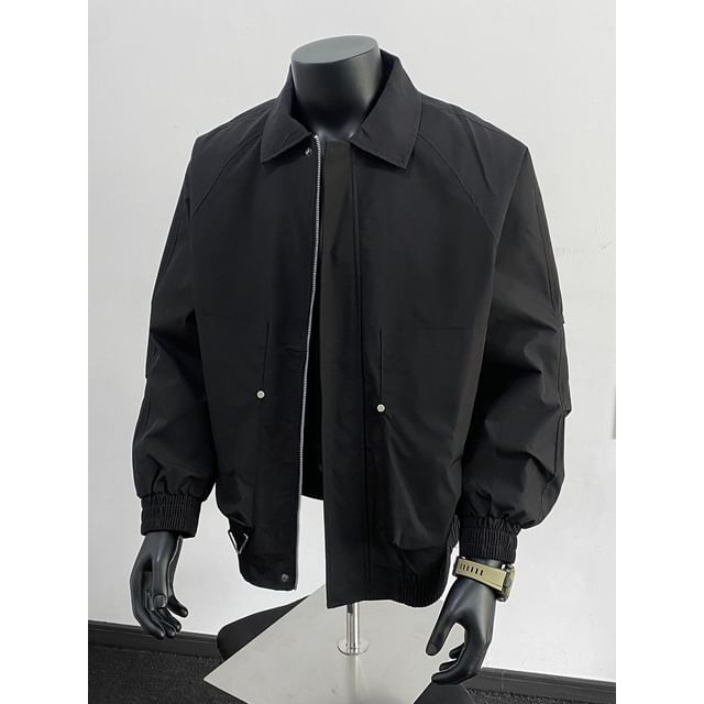 Kimeya-Collared Plain Zip Jacket