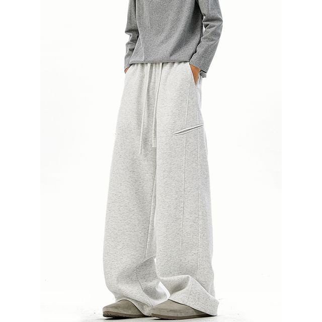 Kimeya-Drawstring Waist Wide Leg Sweatpants