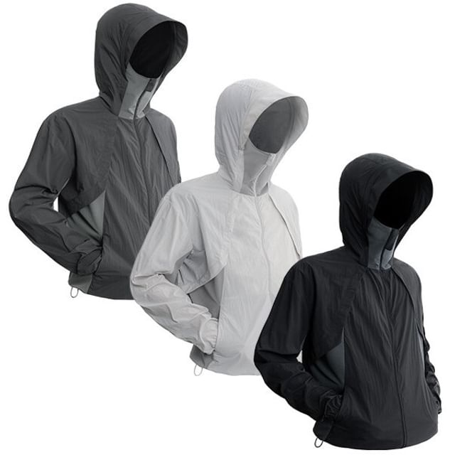 Kimeya-Hooded Plain Zip-Up Jacket