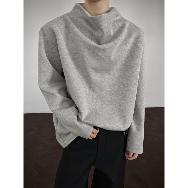 Kimeya-Long-Sleeve Mock Neck T-Shirt