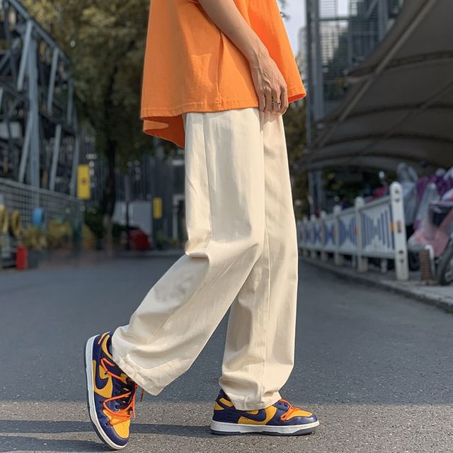 Kimeya-Mid Rise Plain Loose Fit Pants