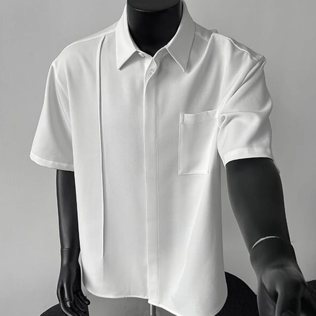Kimeya-Short Sleeve Collared Plain Shirt