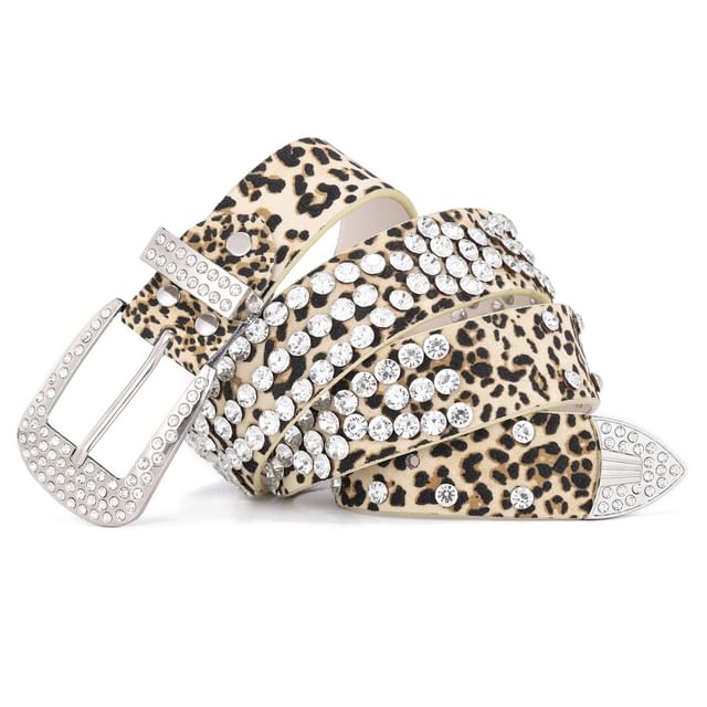 Kinoxslone-Leopard Print CZ Belt