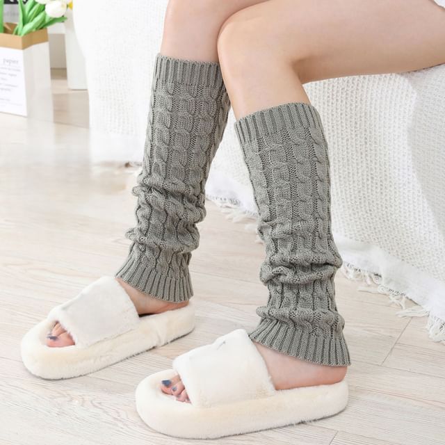 Kinoxslone-Plain Cable Knit Leg Warmers
