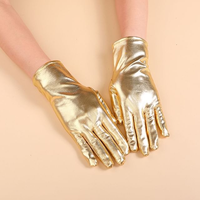 Kinoxslone-Plain Faux Leather Gloves