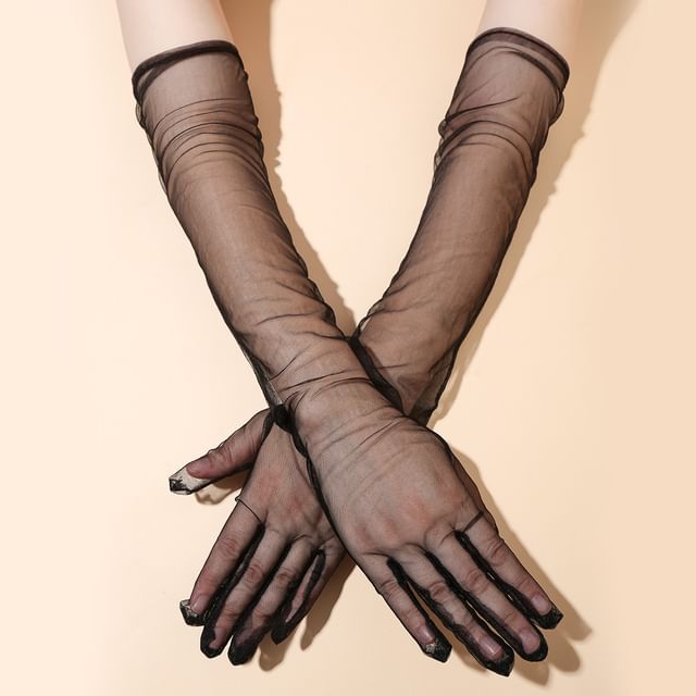 Kinoxslone-Sheer Mesh Opera Length Gloves