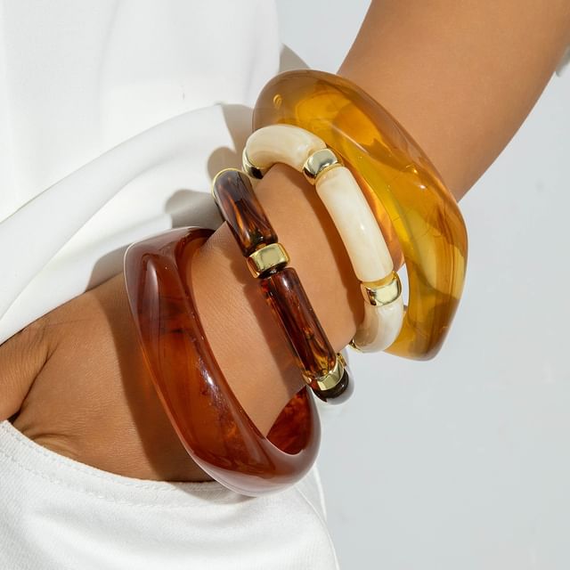 kiqwin-Set Of 4 Acrylic Thick Bangle