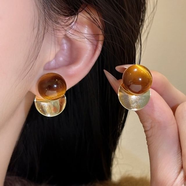 Kiren-Ball Disc Two-Way Stud Earring