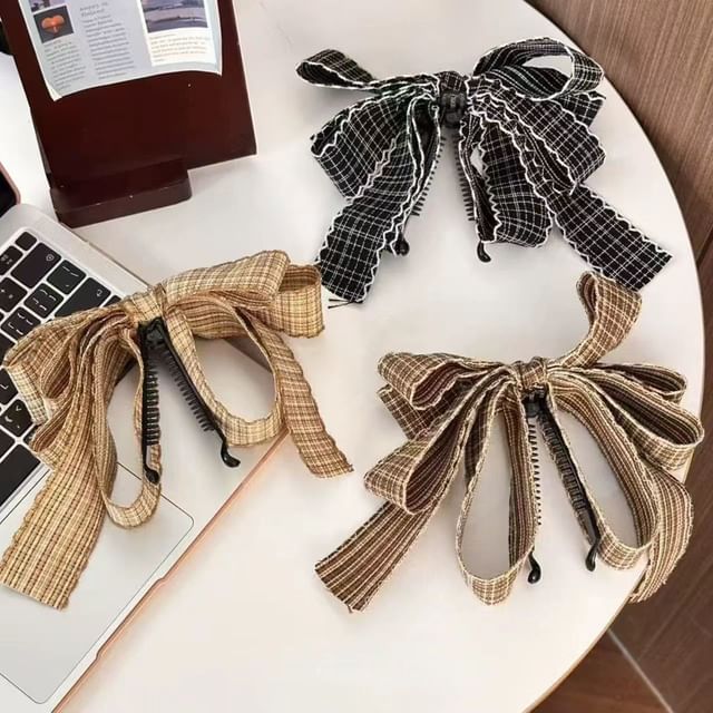 Kiren-Plaid Bow Banana Clip